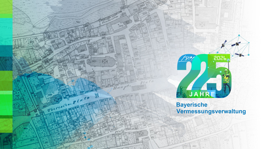 Historische Flurkarte; rechts steht 225 Jahre Bayerische Vermssungsverwaltung